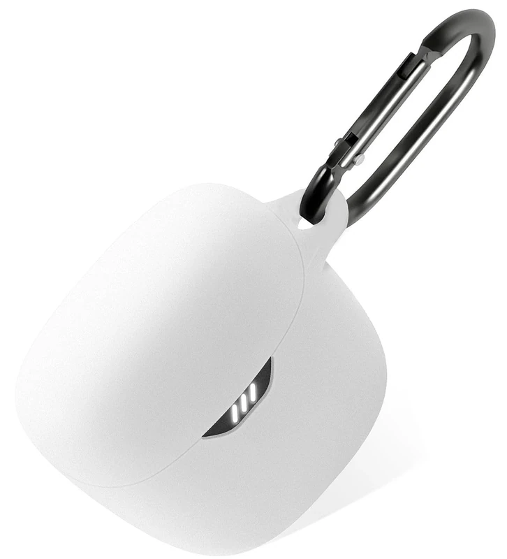 Geiomoo Silicone Case for JBL Tune Flex, Protective Cover with Carabiner (White)