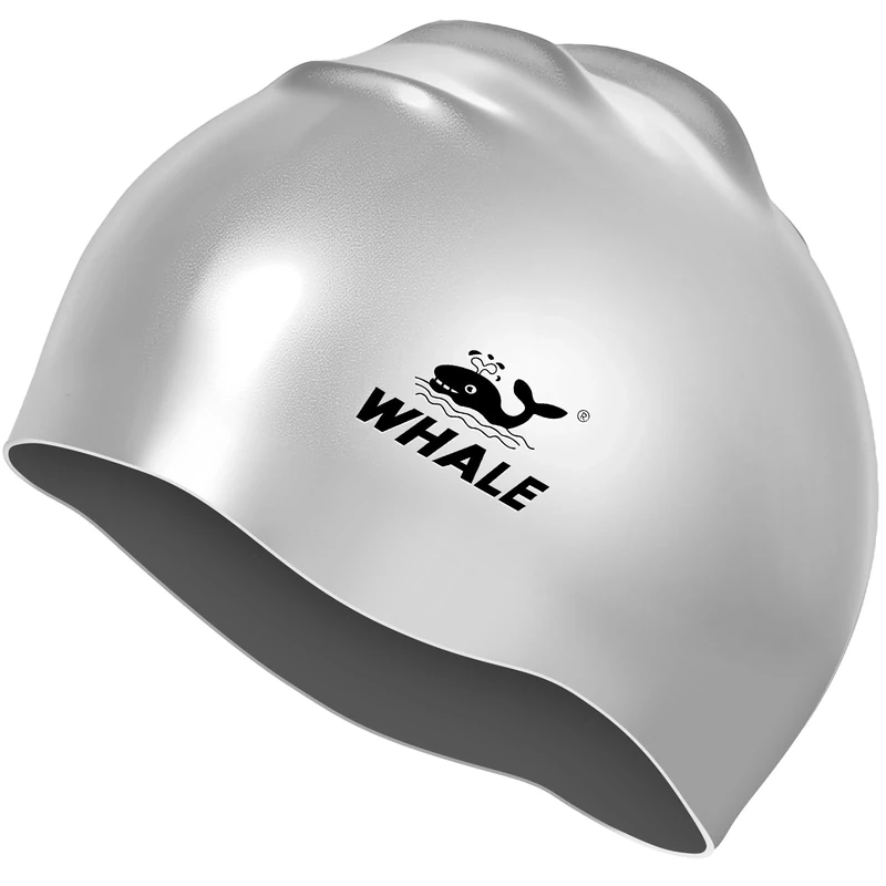 Silicone Swim Cap - Waterproof Non-Slip High Elasticity - Keeps Hair Dry Perfect for Men and Women Large Swimming Cap (Silver Grey)