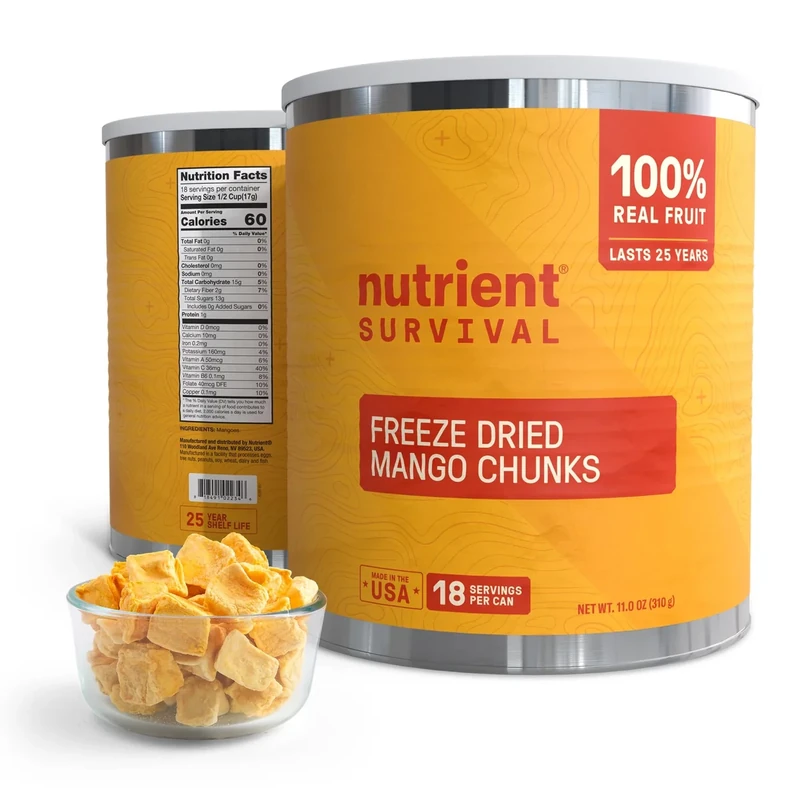 Freeze-Dried Mangoes – #10 Can | 25-Year Shelf Life | Emergency Food Storage & Snacking