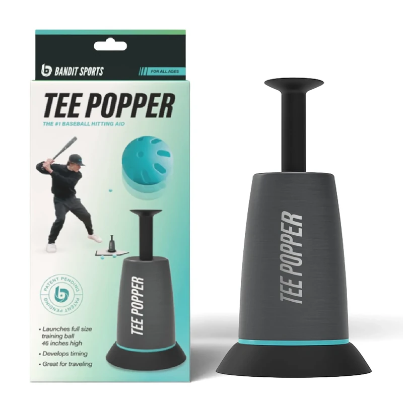 Bandit Sports Tee Popper, Durable Nylon Strength for Long-Lasting Hitting, Batting Tee for Perfect Swings, Baseball Training for Practicing Hitting Without a Pitcher (Ball not Included)