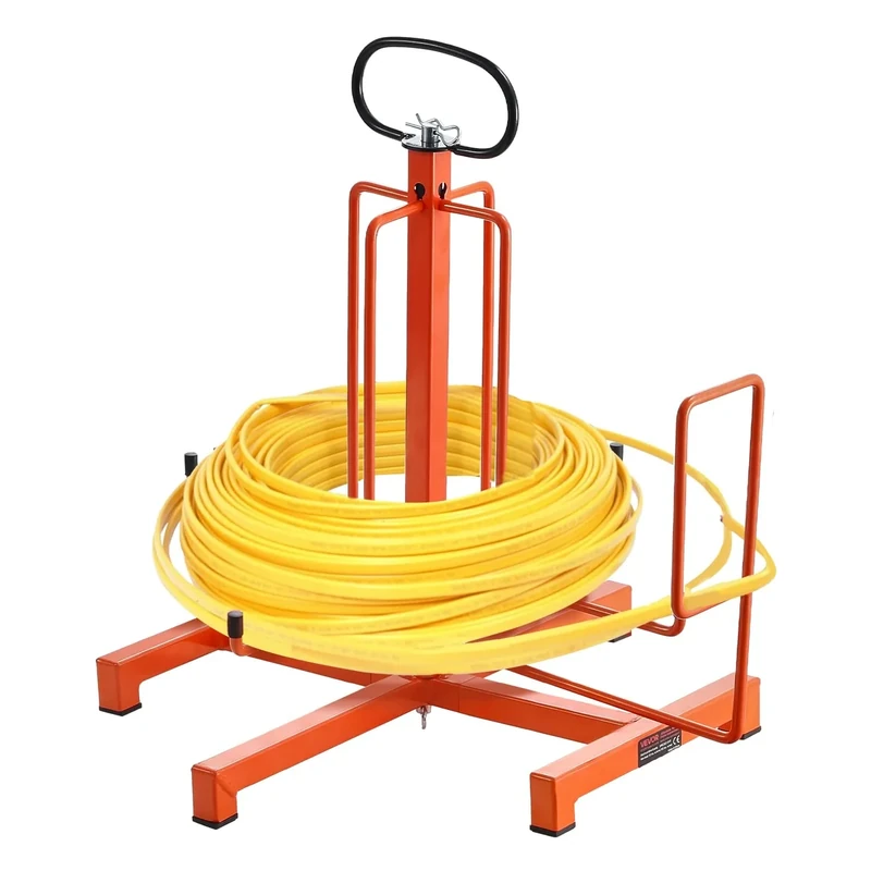 VEVOR Cable Dispenser, Floor or Stud Mounted, Wire Spool Rack, Portable Wire Rack Dispenser with Anti-Slip Metal Handle for Wiring Transport, Swivel Eyelet, for Electrical, Industrial and Retail Use