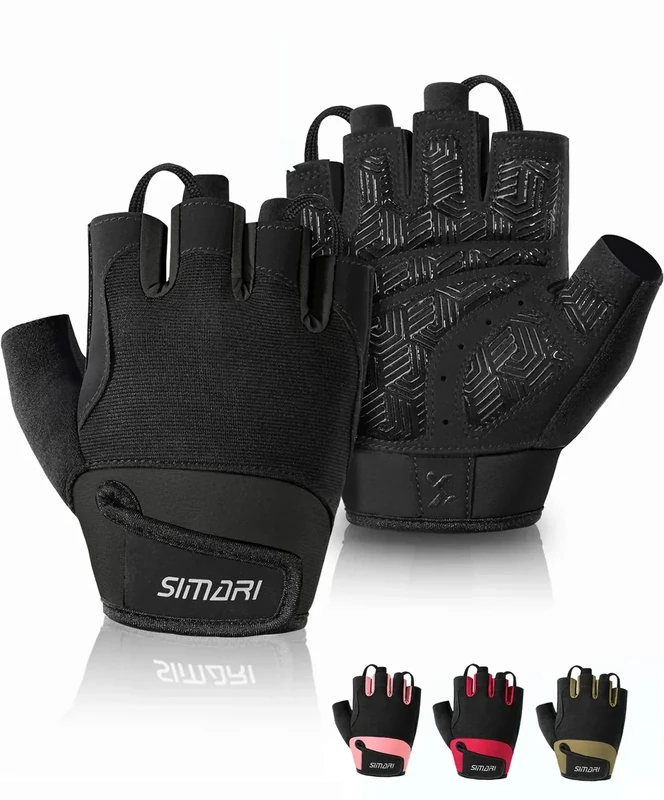 SIMARI Breathable Workout Gloves for Men & Women, Weight Lifting Gloves with Padded, Grip, Full Palm Protection, Gift for Gym Exercise, Cycling, Weightlifting Training, Fitness, Black, Size L