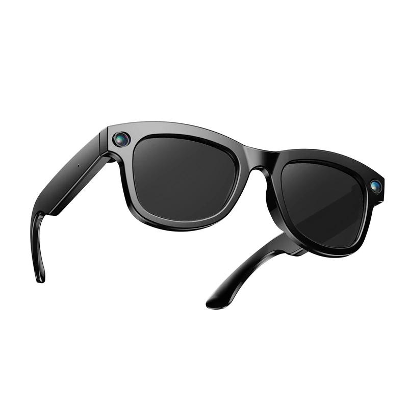 QxzPower 1080P HD AI Smart Camera Glasses, 8MP Camera Bluetooth 5.4 Recording Glasses, Dual Mic ENC Noise Reduction, Blue Light Filtering Lenses, Video Glasses with Men and Women, M01Pro Black