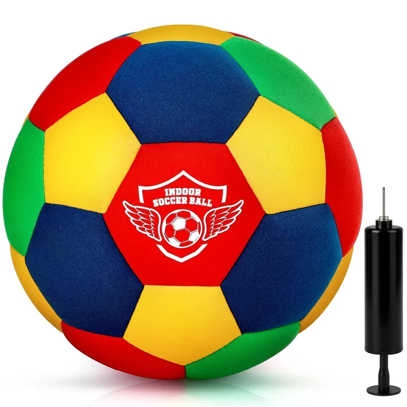 HopeRock House Soccer Ball Soft Foam Indoor Soccer Ball Size 4 with Football Pump Inside for Your Home Ball Lightweight Safe for Dribbling Training, Youth Soccer Balls, Soccer Gifts for Boys 8-12