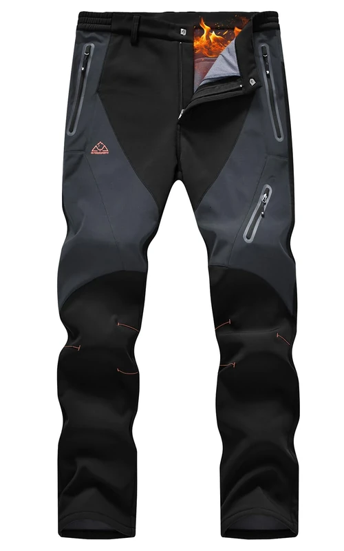 Rdruko Men's Snow Pants Waterproof Insulated Fleece Lined Ski Hiking Snowboard Winter Pants with Pockets, Black, US 32