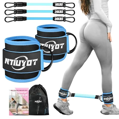 NTIUYOT Ankle Resistance Bands with Cuffs for Working Out, Weights for Women, Glutes Workout Equipment, Strap for Legs and Butt, Exercise Bands for Butt Lift Leg Training,Exercise Equipment Home Gym