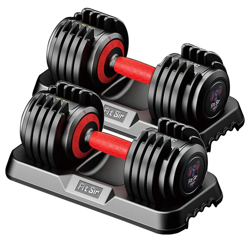 Fit Sir Adjustable Dumbbell Set, 10-in-1 25LB Ajustable Dumbbells with Safe Locking System, Enclosed Storage Tray, 1 Sec Fast Adjustment, Comfortable Non-Slip Textured Grip, Suitable for Home Gym Workouts Men and Women