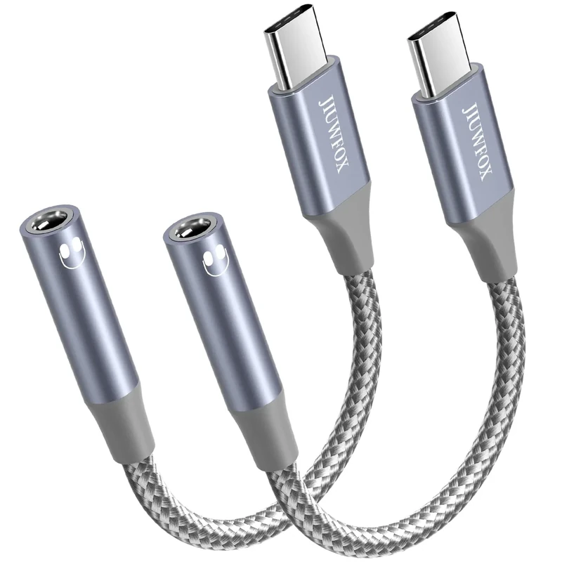 USB C to 3.5mm Headphone Jack Adapter, (2Pack) USB-C to Aux Audio Dongle Adapter Cord for iPhone 17/16/15 Pro Max, Samsung Galaxy S25/S24/S23/S22, iPad mini/Air/Pro, Pixel 10/9/8