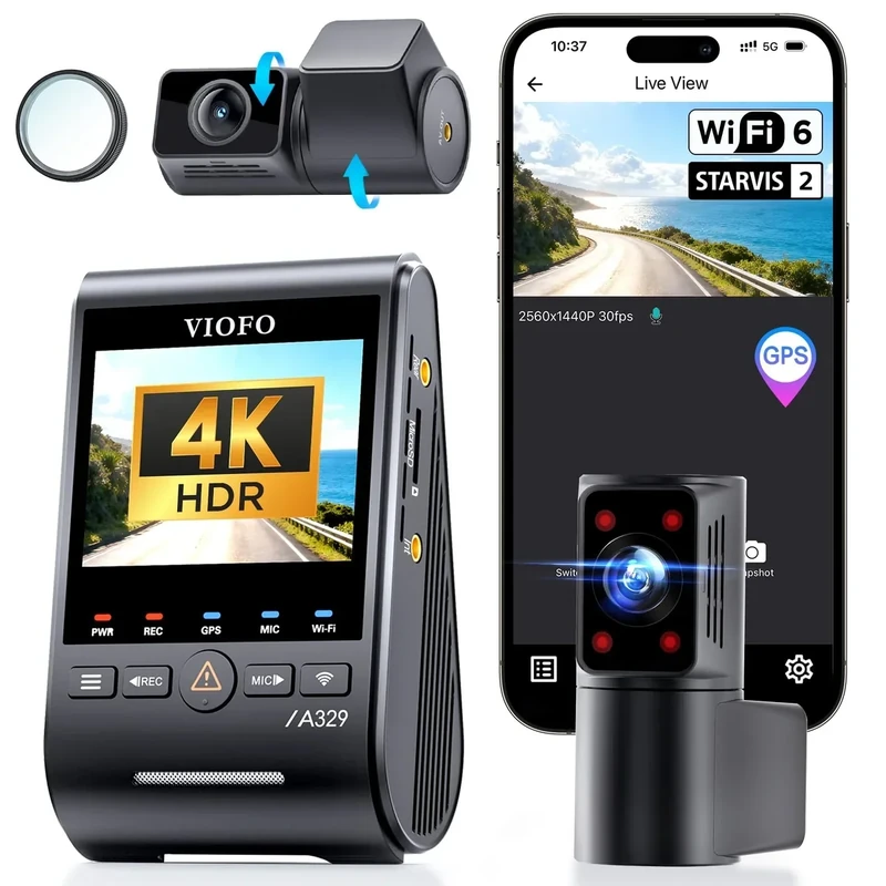 VIOFO A329S 4K Front + 2K Cabin & Rear Dash Cam - WiFi 6, 4TB SSD