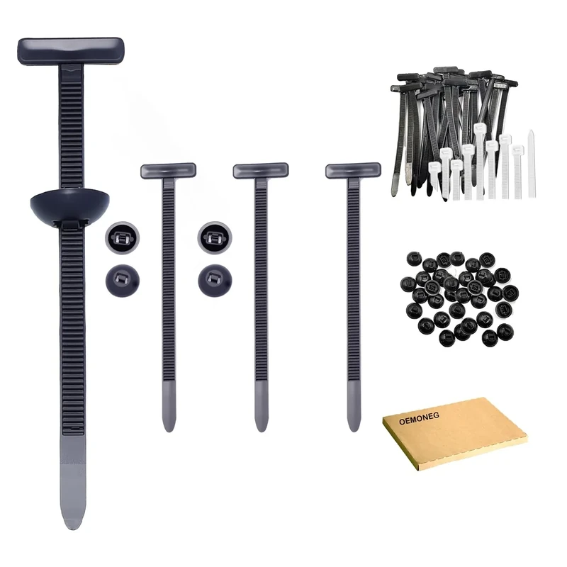 Cable Zip Ties Nylon Universal Cable Tie Buckle, Self-Locking Zip Ties Holder with Pin & Button Design, Multi-Purpose Wire Management Plastic Ties for Car Daily Auto Fixing, 110Pcs, Black, White