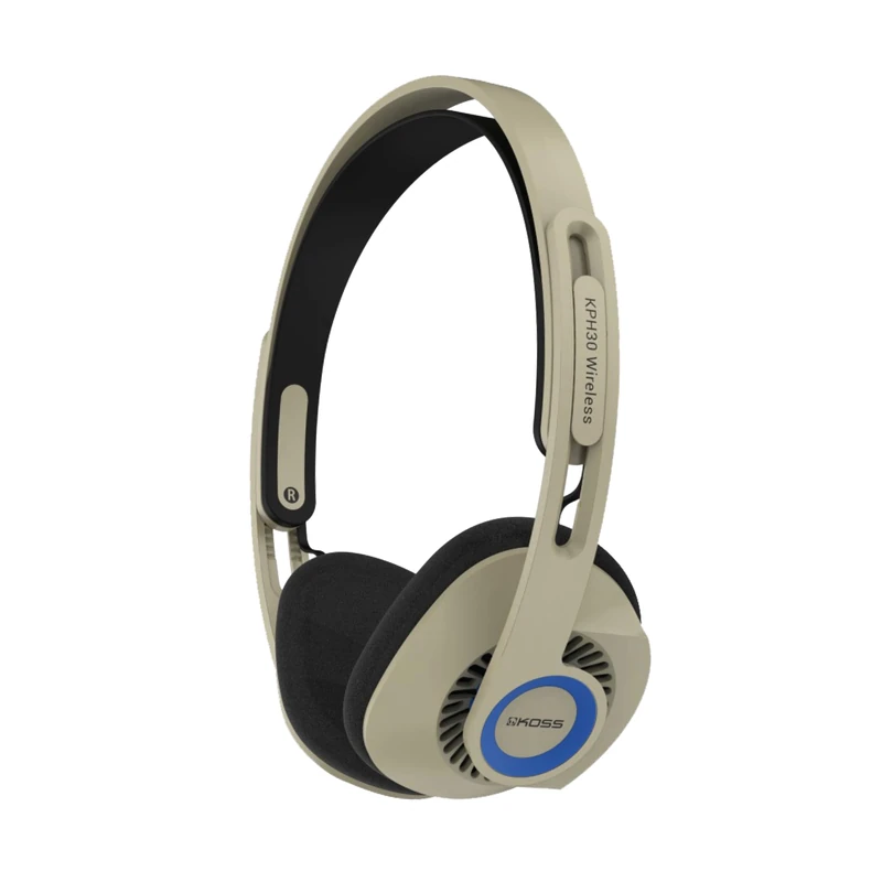 Koss KPH30 Wireless Bluetooth Retro Style On-Ear Headphones, 20+ Hour Battery Life, USB-C Charging, Microphone, Rhythm Beige - Image 1