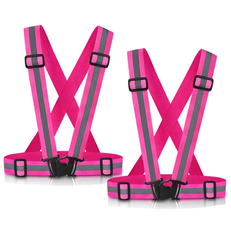 Reflective Vest Running Gear, 2Pack High Visible Safety VES for Cycling Jogging Running Walking, Adjustable for Men Women Kids