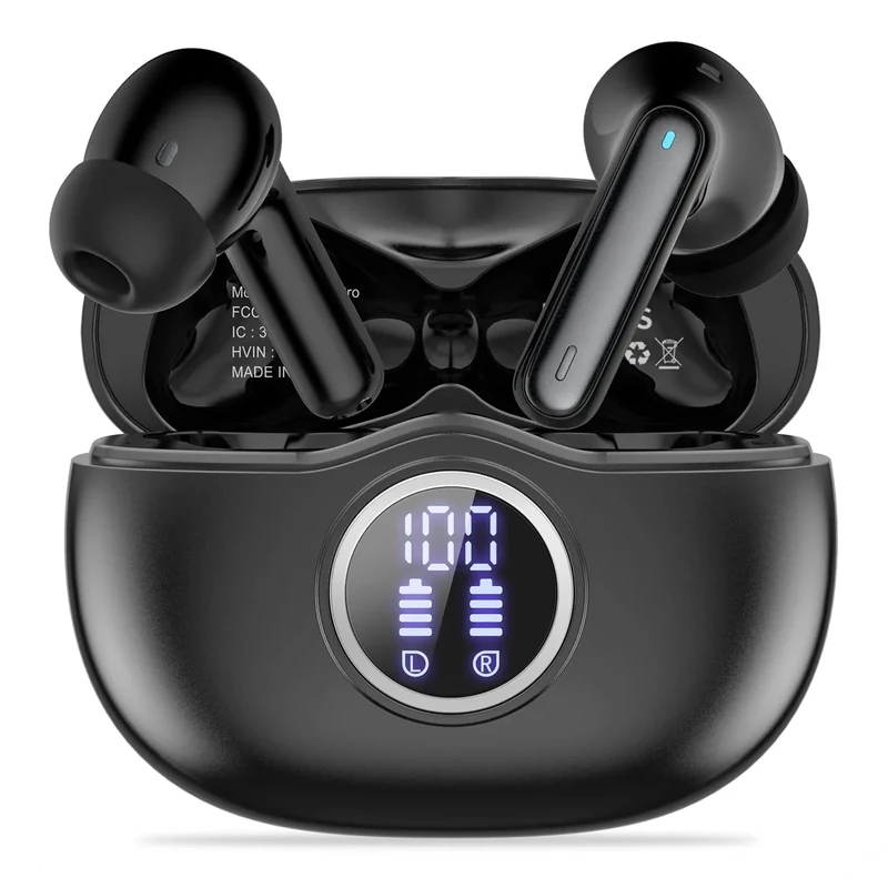 Sisism A10 Pro Bluetooth 5.3 Earbuds - 50H Playtime Display - Black