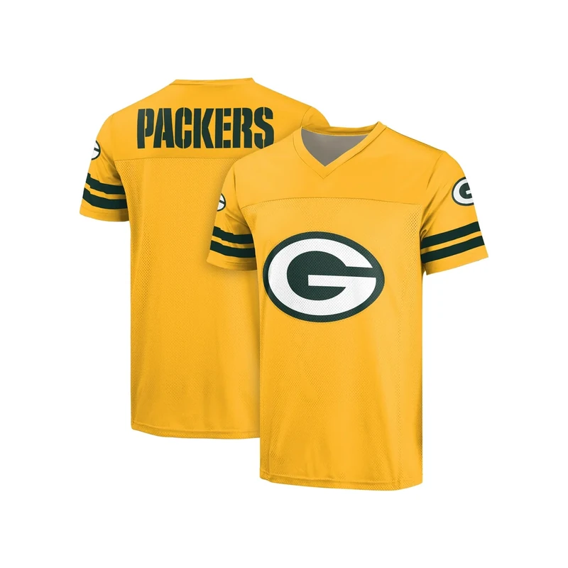 FOCO NFL Men's Officially Licensed Primary Logo Alternate Color Game Day Team Jersey (US, Alpha, Small, Regular, Regular, Green Bay Packers - Yellow, Green Bay Packers)