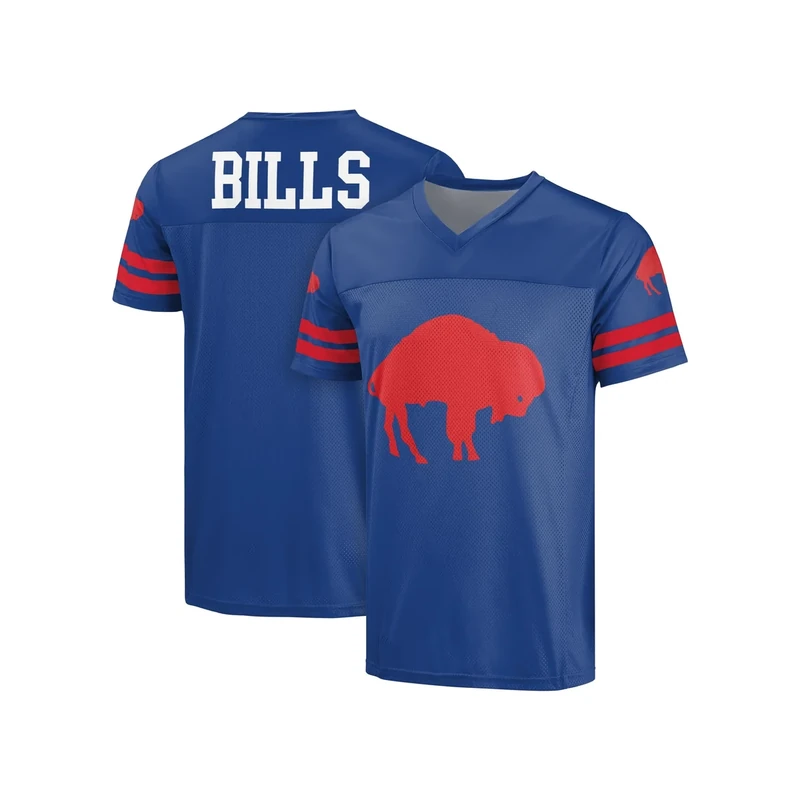 FOCO NFL Men's Officially Licensed Throwback Retro Primary Logo Game Day Football Jersey (Size Small, Buffalo Bills - Blue)