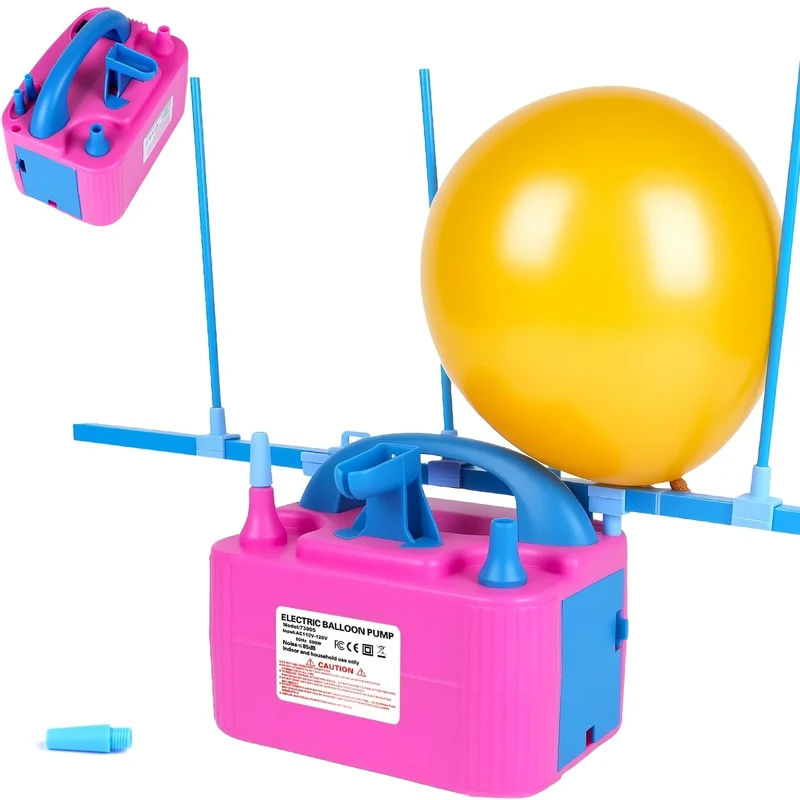 Balloon Pump Electric with Balloon Sizer and Tying Tool in One,(Rose red)(110V 600W Air Balloon Pump)(Balloon Blower Inflator Dual Nozzle for Decoration, Party)