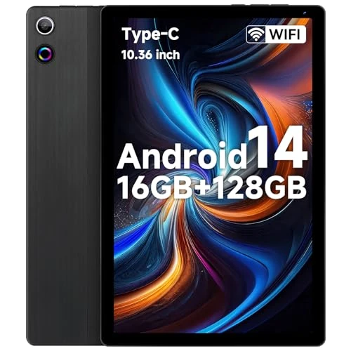 ZOFYWNAS Tablet,10.36 inch Android 14 Tablet, 16GB RAM and 128GB ROM,8-Core HD Display 5000mAh Long Battery,Dual Camera,1TB Expandable Slim Lightweight,Black