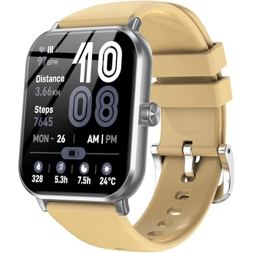 Jacoosa Smartwatch - 5 ATM, 1.83" HD Display, Call Answer, Gold