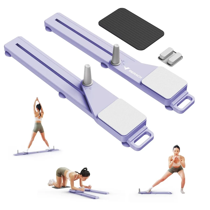 MERACH Pilates Board, Multifunctional Abdominal Plate, Detachable Ab Trainer Machine with Anti-Slip Design, Portable Pilates Reformer for Core Workouts, Home Gym Equipment for Women (Purple)