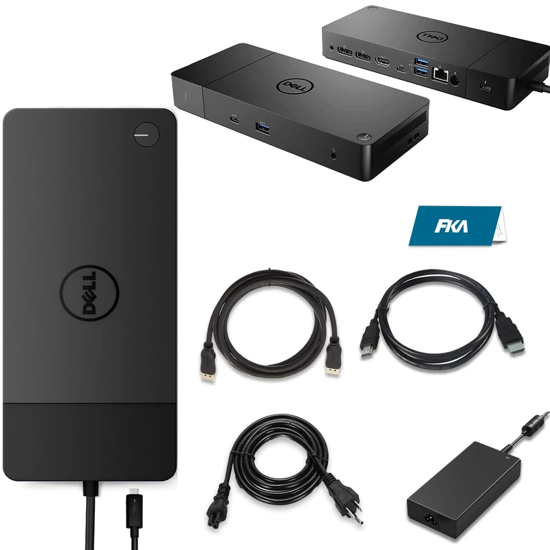 Dell WD19TB Thunderbolt Dock, 180W Dell Docking Station with HDMI/Dual DisplayPort, Dual Monitor Support, Bundle with HDMI/DP Cables (Renewed)