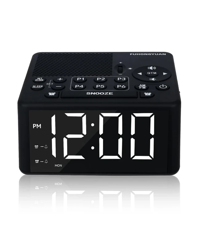 Digital Alarm Clock Radio with AM/FM Radio, Presets, Scan, Dual Weekday/Weekend Alarms, Snooze, Sleep Timer and Dimmable White LED Display for Bedroom, Living Rooms, Kitchens, Offices, etc (White)