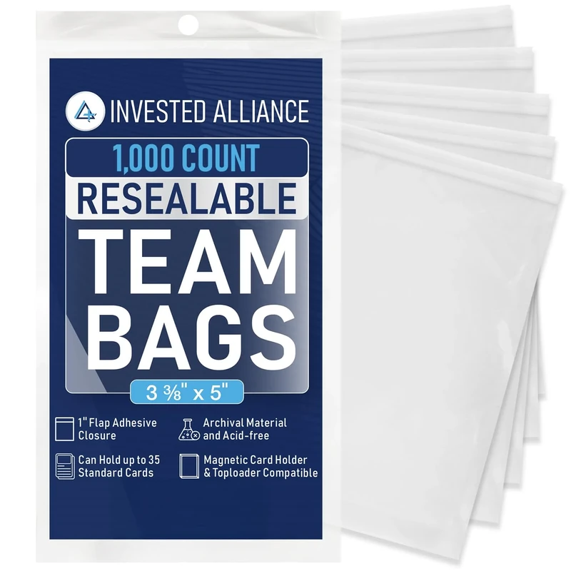 Invested Alliance Resealable Set Team Bags for Trading Cards | Ultra, TCG, Baseball, Sports Card Team Bags Sleeves. Fits Top loaders, Magnetic & Semi Rigid Holders. High Clarity Sleeves.