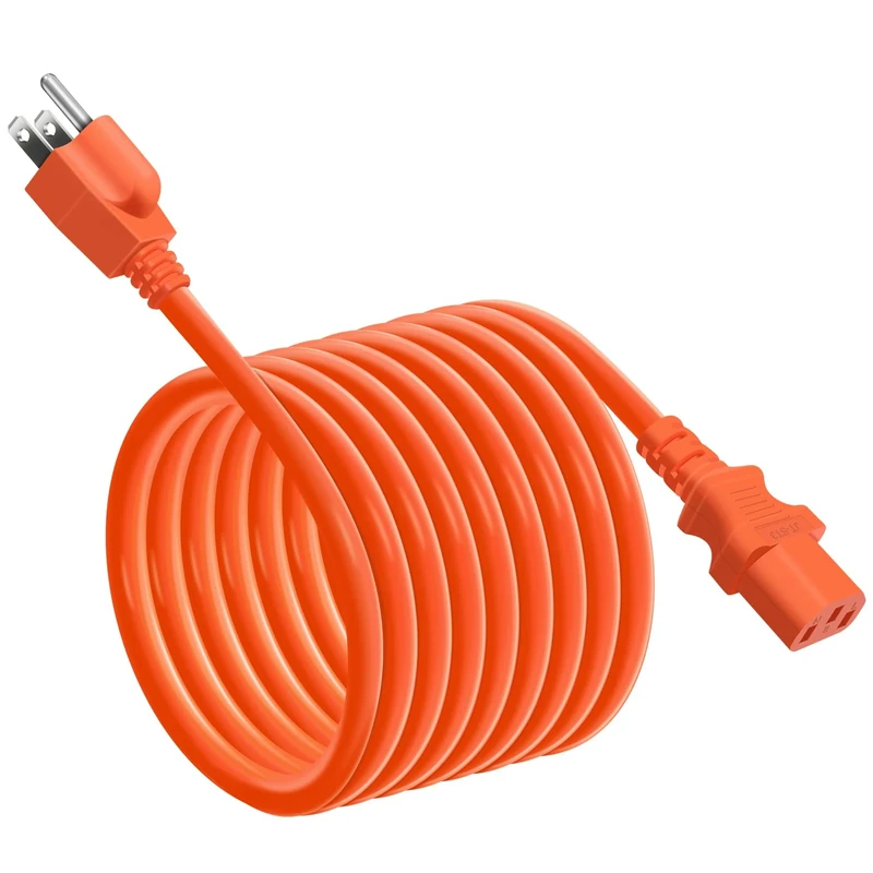 YEZriler 3M/10FT Heavy-Duty Charging Cable for Jackery Power Station Explorer 3000/2000/1500/1000, Ecoflow Delta/River/Series, Bluetti EB3A, Anker 757/767, 125Volt 15Amps AC Power Cord - Orange