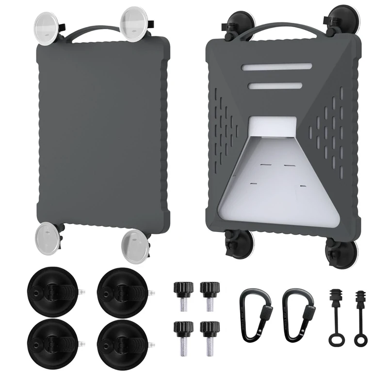 ACOVE Suction Car Cup Mount for Starlink-Mini,2-in-1 Satellite Dish Mounts Protective Silicone Case & Strong Suction Cup Stable Satellite Signal with Hook & Handle for Car Window/RVs/Road Trips,Gery