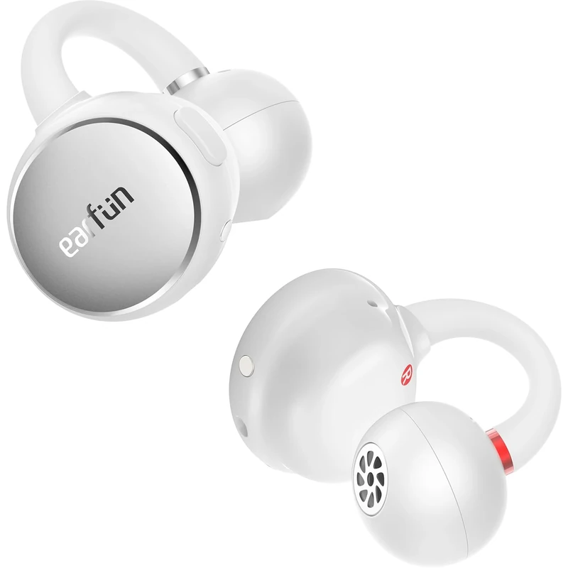EarFun Clip Open Ear Earbuds, Wireless Clip On Headphones, Adaptive Comfort with Secure Fit, Bluetooth 6.0, LDAC, Hi-Res Audio, 2 Mics AI ENC Call, 40H Playtime, Earbuds for Sports, Running, White