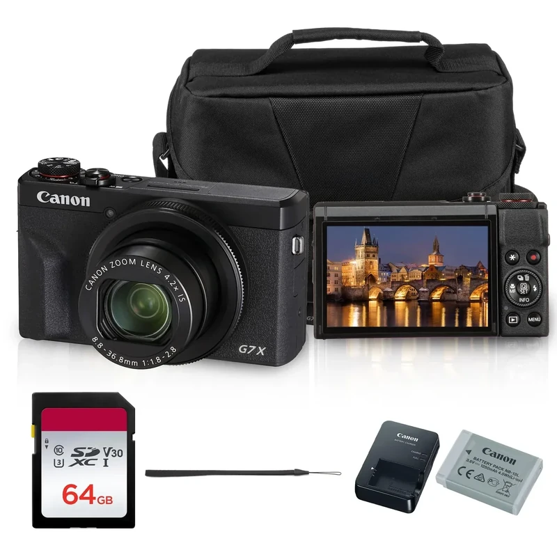 Canon PowerShot G7 X Mark III Digital Camera | 20.1MP 1-Inch Sensor, 4.2X Optical Zoom, 4K UHD Video, Wi-Fi & Bluetooth | Vlogging & Travel Camera with Bag and 64GB Card