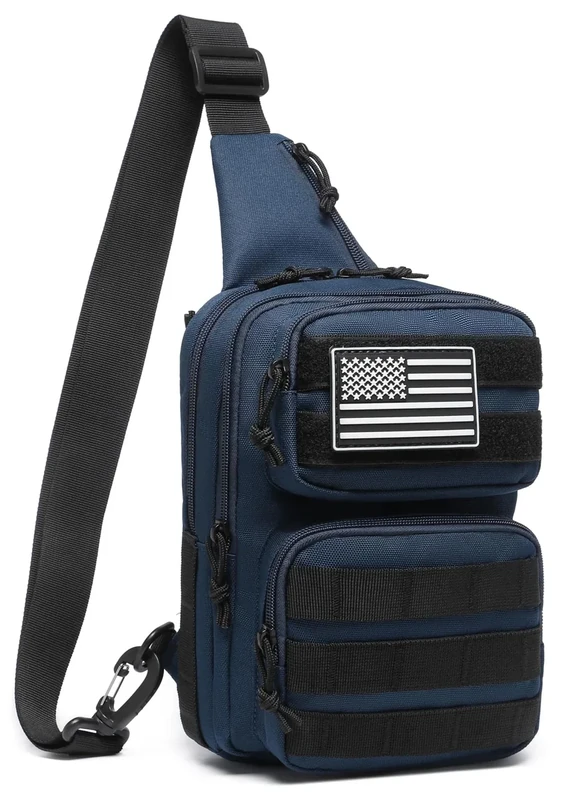 Wotony Tactical Crossbody Bag for Men - Durable Sling Bag with Cross Body Design EDC Shoulder bag (navy blue, Medium)