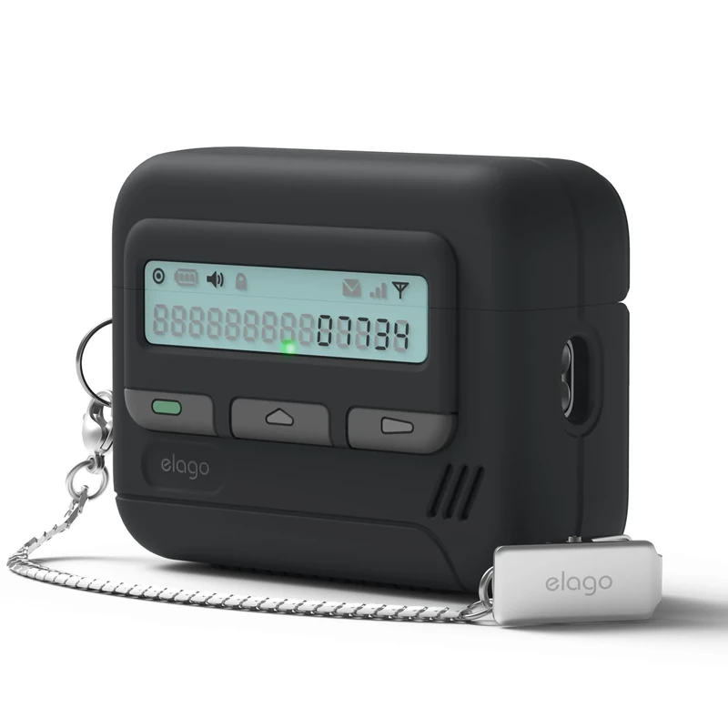 elago Pager Case for AirPods Pro 3 Case Cover - Chain Strap Included, Shock Resistant, Full Protection, for Men, for Women [Black]