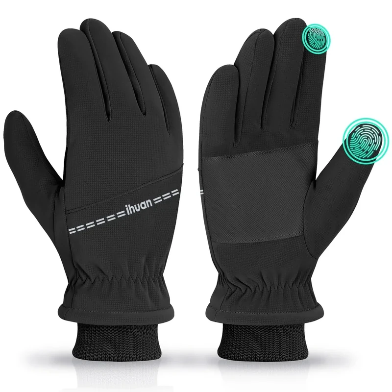 ihuan Winter Waterproof Gloves Ski for Women Men, Cold Weather Warm Thermal Touchscreen Snow Gloves for Running Cycling