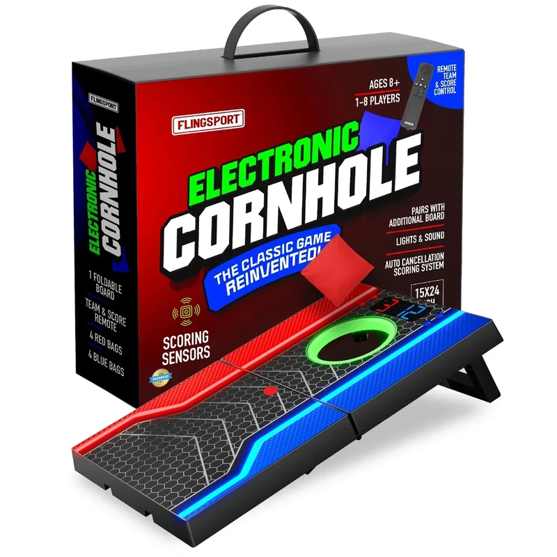 Electronic Cornhole Board Set, Auto Scoring, 1 Corn Hole Board, 1 Remote & 8 Bean Bags, Outdoor & Camping Games Gift Ideas, Birthday Gifts for Kids Teens Adults Boys Girls, 8-12 Year Old Boy Gifts