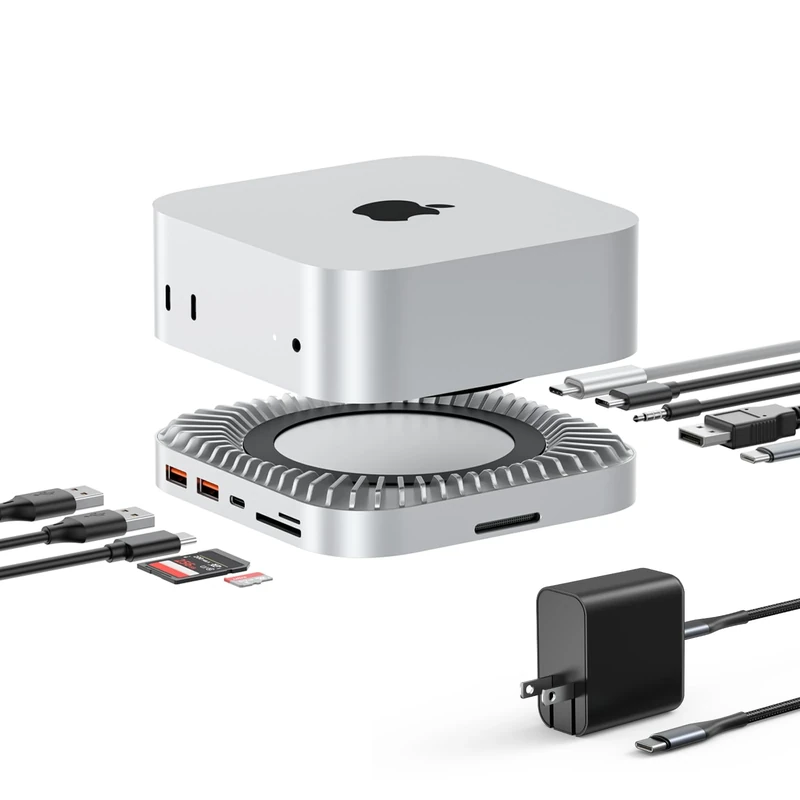 RayCue 40G Mac mini M4 Dock & Stand with 8T NVMe SSD Enclosure,2X USB-A 3.2 10Gbps, USB-C 3.2 10Gbps, SD/TF 4.0, 65W Power,8K DP Video Interface, 3.5mm Audio- Ultimate Mac mini M4 Accessories & Hub