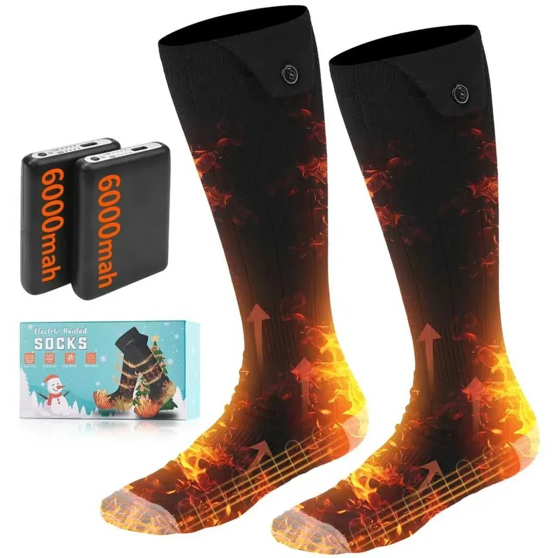 Heated Socks for Men Women, Foot Warmer with 5V 6000mAh Rechargeable Battery Powered, Up to 8 Hours,4 Levels Temperatures Setting,Thermal Heating Electric Socks,Foot Warmer