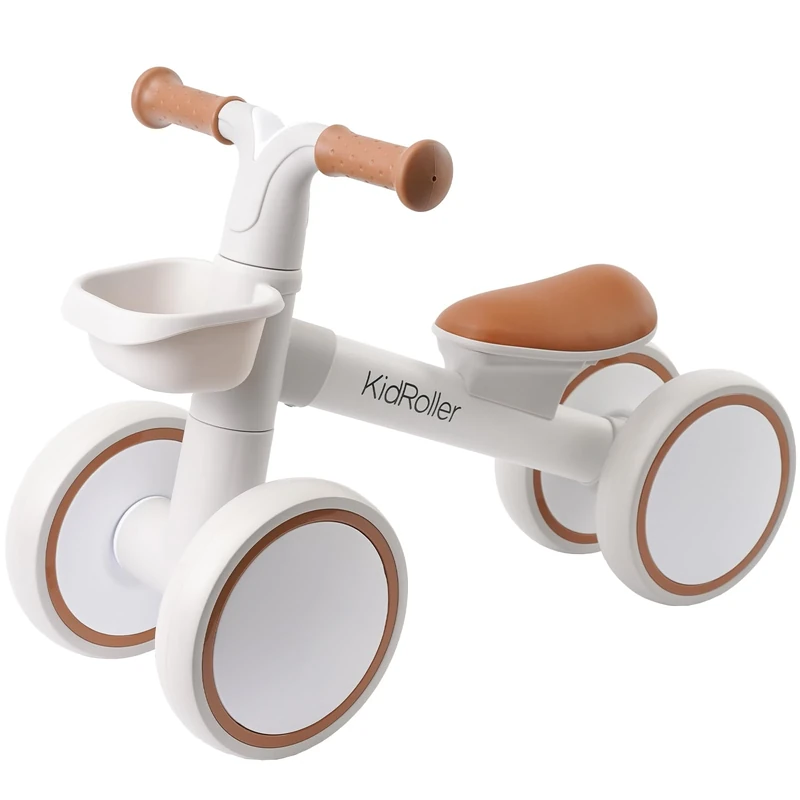 KidRoller Kid's Balance Bikes for 1 Year Old Boys and Girls, 12-24 Months Toddler Ride-on with Adjustable Seat and a Front Basket, First Birthday Gifts (White)