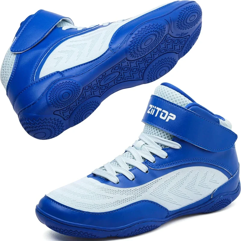 Kids Wrestling Shoes Youth Boys Girls Youth Boxing Shoe Barefoot Hiking Boots Lightweight Breathable Zero Drop Non Slip Blue - Image 1