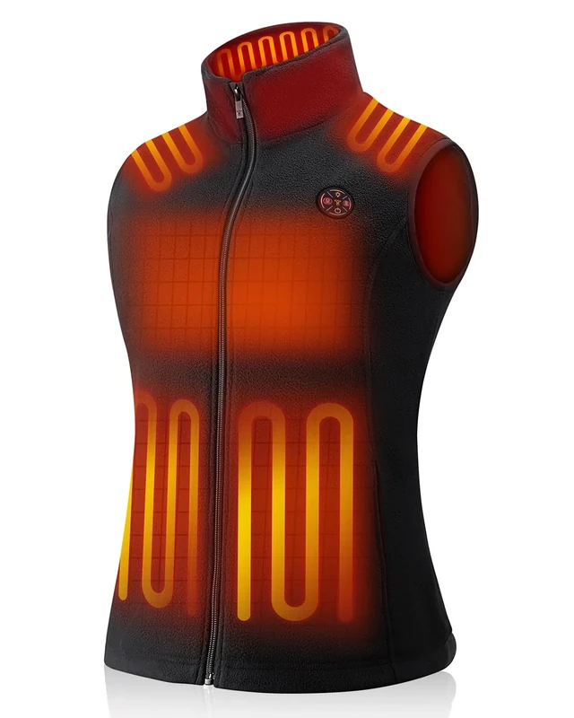 TODWARM Women Heated Vest with Battery Pack Included, Fleece Electric Heating Vests 15-Zone Warming for Winter 7.4V, M