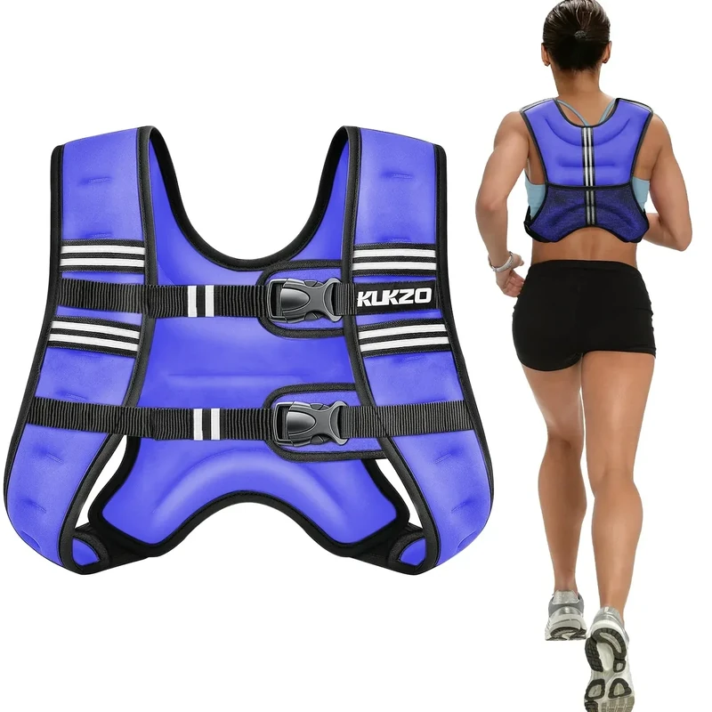 KUKZO Weighted Vest Woman,20 Lb Unisex Reflective Strength Training Weight Vest For Running, Jogging, Cardio & Workouts
