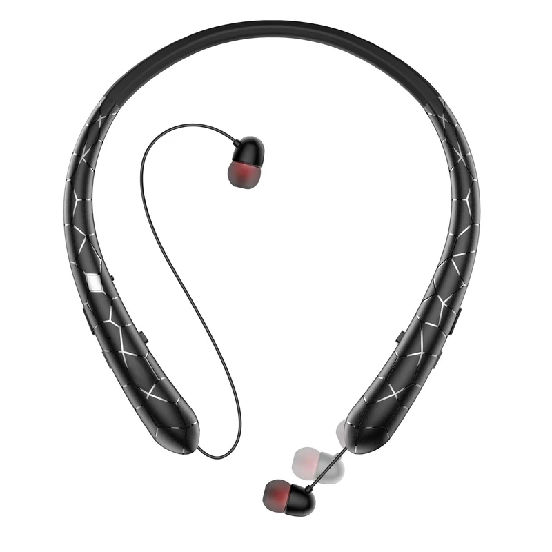 Finpola Neckband Bluetooth Headphones, Retractable Headphone & IPX5 Sweatproof, Neckband Headphones Vibration Alert Calls with Stereo Noise Cancelling for Sports/Business