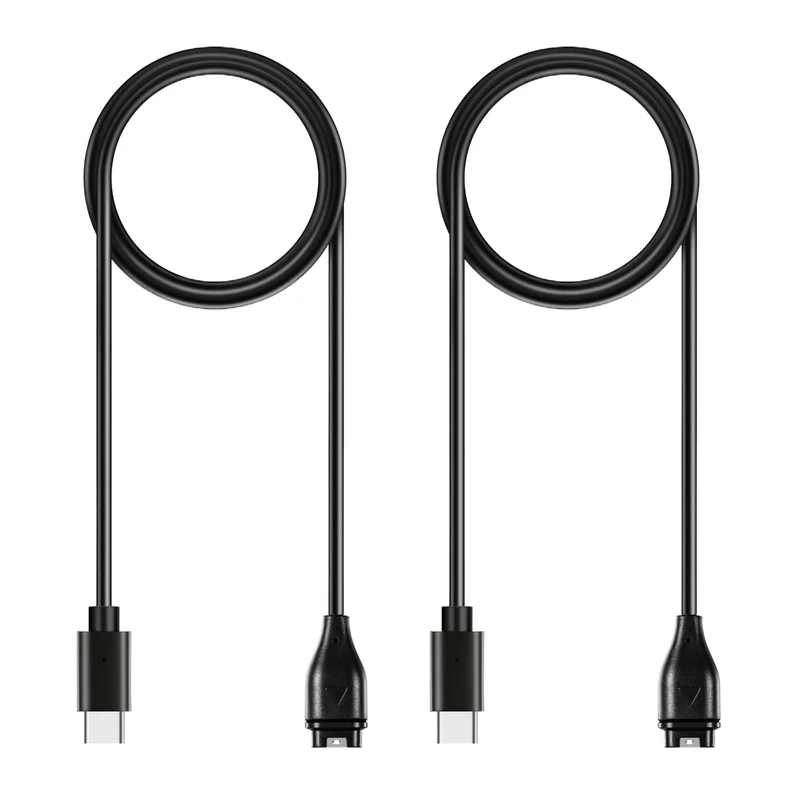 AWINNER Garmin Watch Charger USB-C Cable 3ft 2-Pack Black