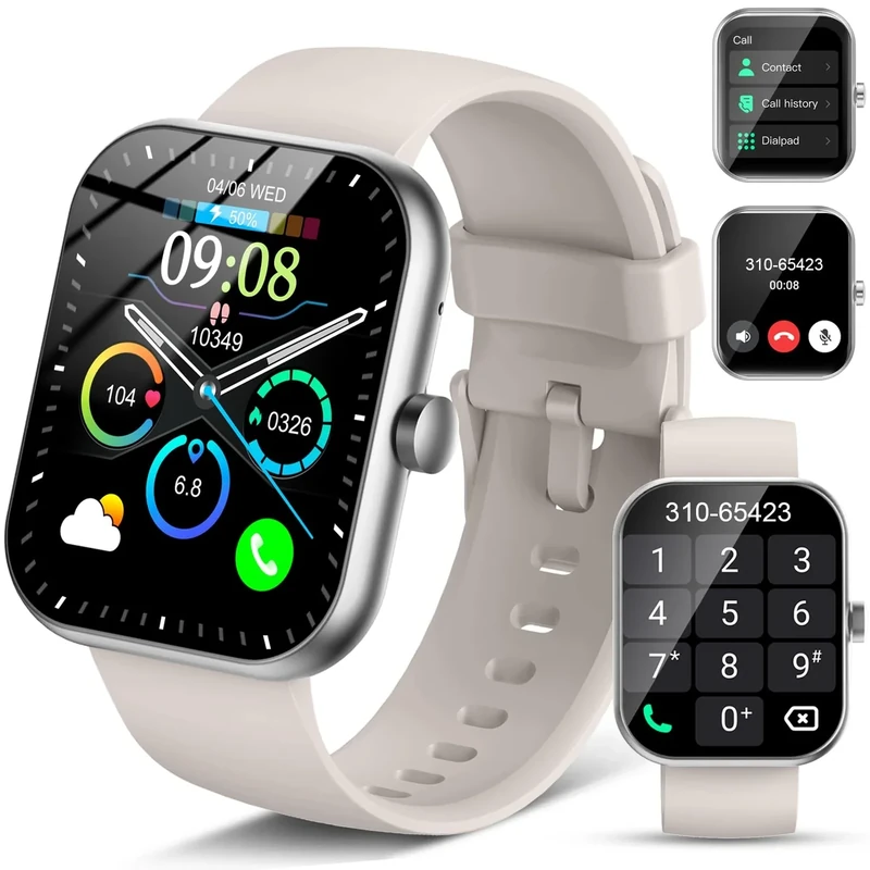 Smart Watch for Men Women Answer/Make Call, 1.96" Fitness Watch with 112+ Sport Mode, IP68 Waterproof Fitness Tracker with Pedometer/Calories/Sleep/Heart Rate Monitor, Smartwatch for Android iOS,White