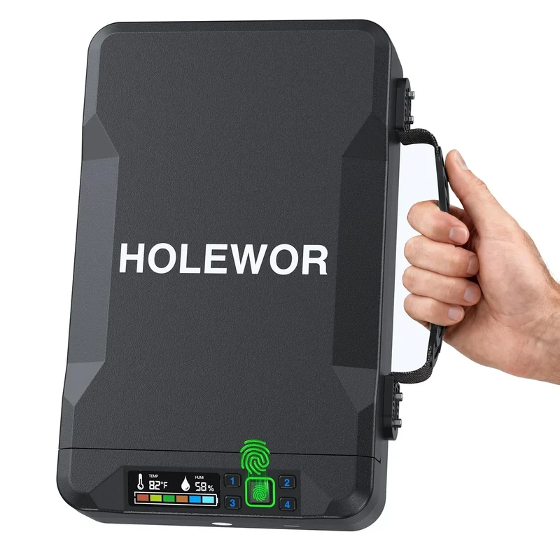 Car Gun Safe Small Pistol Safe Handheld Biometric Gun Cases for Handguns, Portable Fingerprint Pistol Lock Security Box for Travel Nightstand Bedside