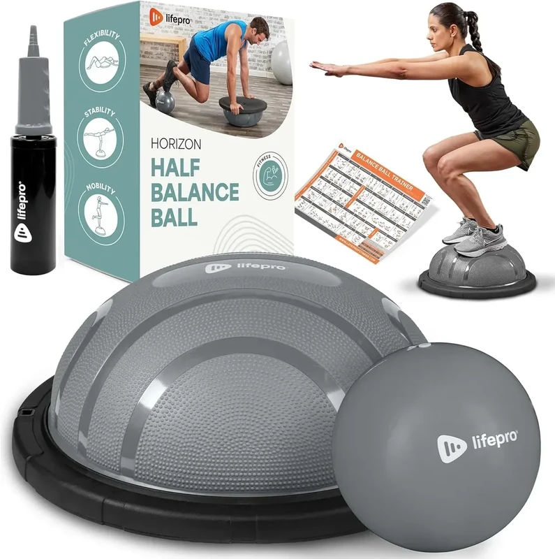 Lifepro Half Balance Ball Trainer - Stability Ball for Exercise, Full-Body Workouts, Home Gym, and Physical Therapy - Horizon Balance Ball Half Non-Slip Equipment for Balance Training