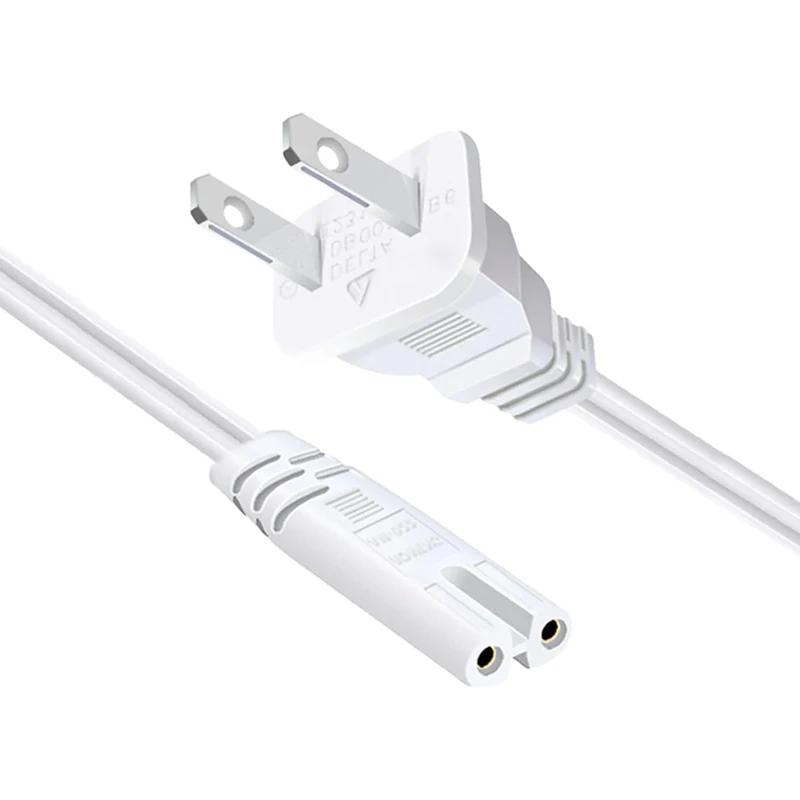 AC 2-Prong Tv Power Cord Compatible with Samsung, C7 Power Cable for LG, TCL, Sony, Apple Tv, PS4, PS5, Speakers, Monitors, Xbox, Wall Power Cord Replacement (Black)