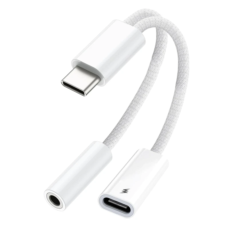 KikoSaka USB-C to 3.5mm 60W PD Charging - iPhone 17/16/15, Galaxy