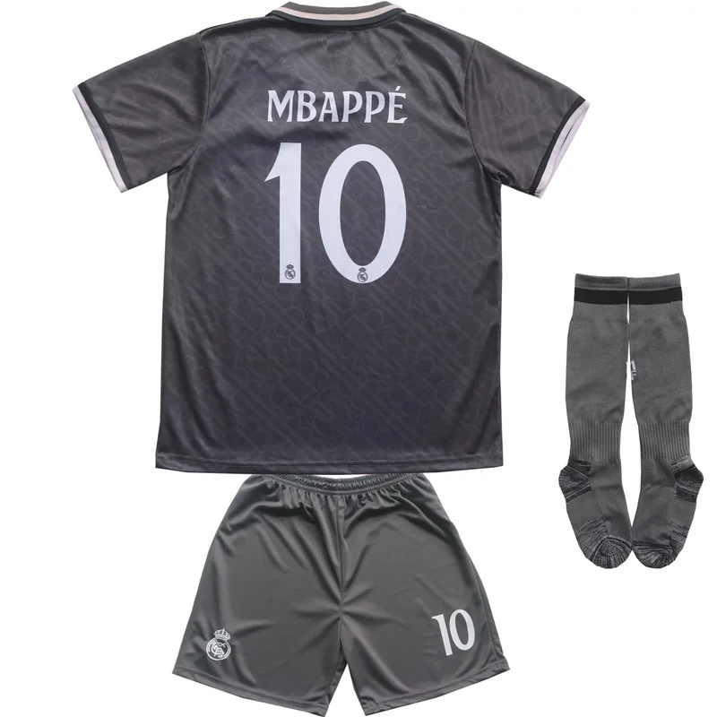 ORGBRAIN 2024/2025 Third #9 New Football Soccer Kids Jersey Shorts Socks Set Youth Sizes (Gray, 28)