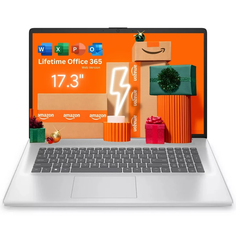 HP 17.3“ Touch | Touchscreen Laptop with Office 365 for The Web, AMD Ryzen 5 7430U (6 Cores, 12 Threads, Upto 4.3GHz, Beats Core i7-1355U), 16GB RAM, 512GB SSD Storage, 10 Key Number Pad, No Mouse