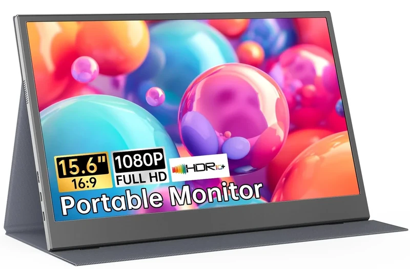 DHPL 15.6 Inch Portable Monitor - FHD 1080P IPS Anti-Glare Screen, Dual USB-C/HDMI, Built-in Speakers, VESA Holes- Laptop Screen Extender for Travel, Work, Gaming with Plug & Play